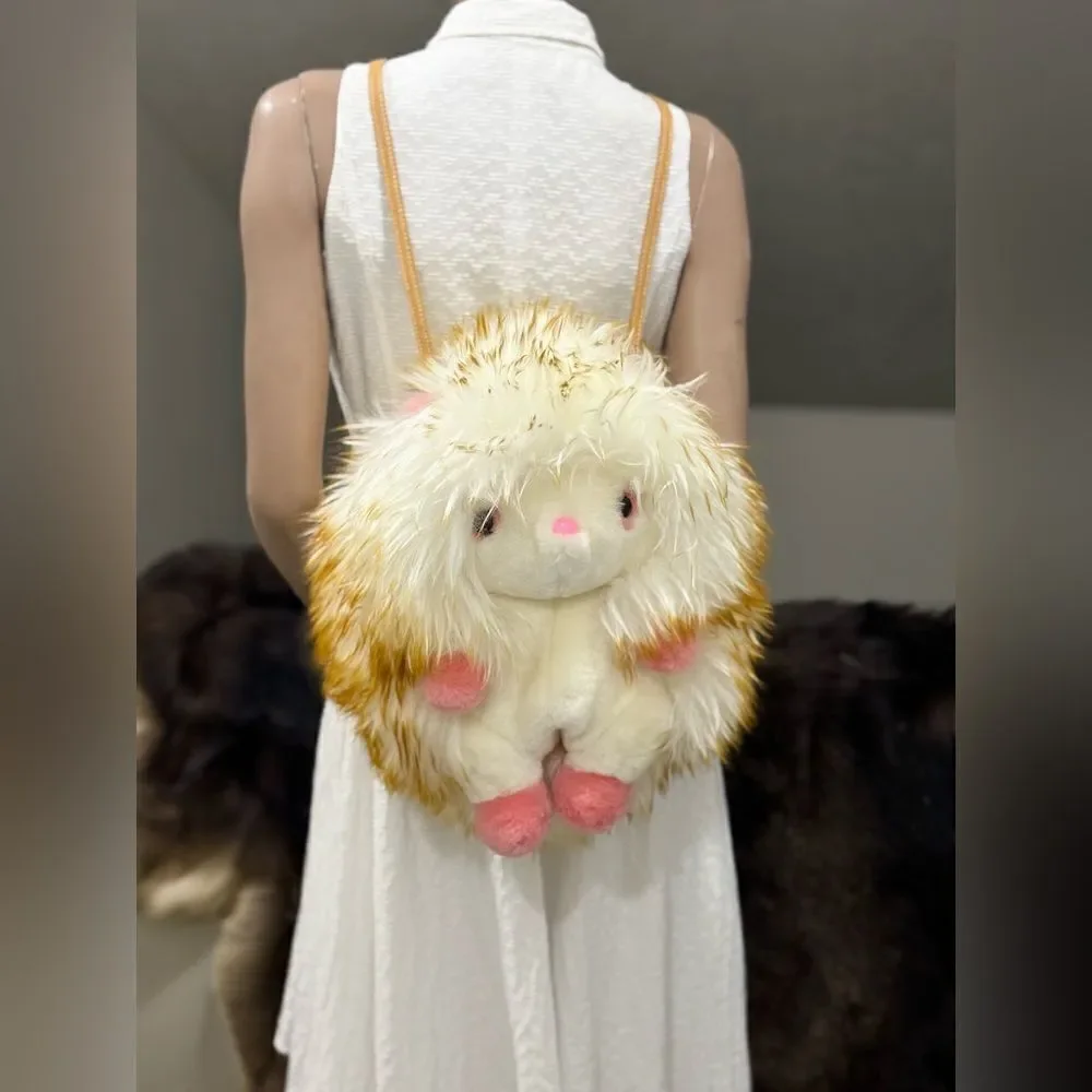 Cute Hedgehog Real Shearling Lambskin Handmade Multi Use Bag/Crossbody/Backpack